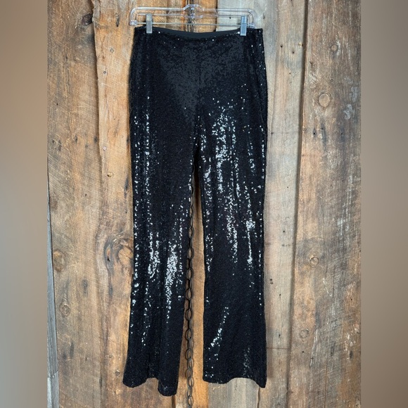 Open Edit Black Sequin Flare Pants - Size Small - Picture 7 of 16